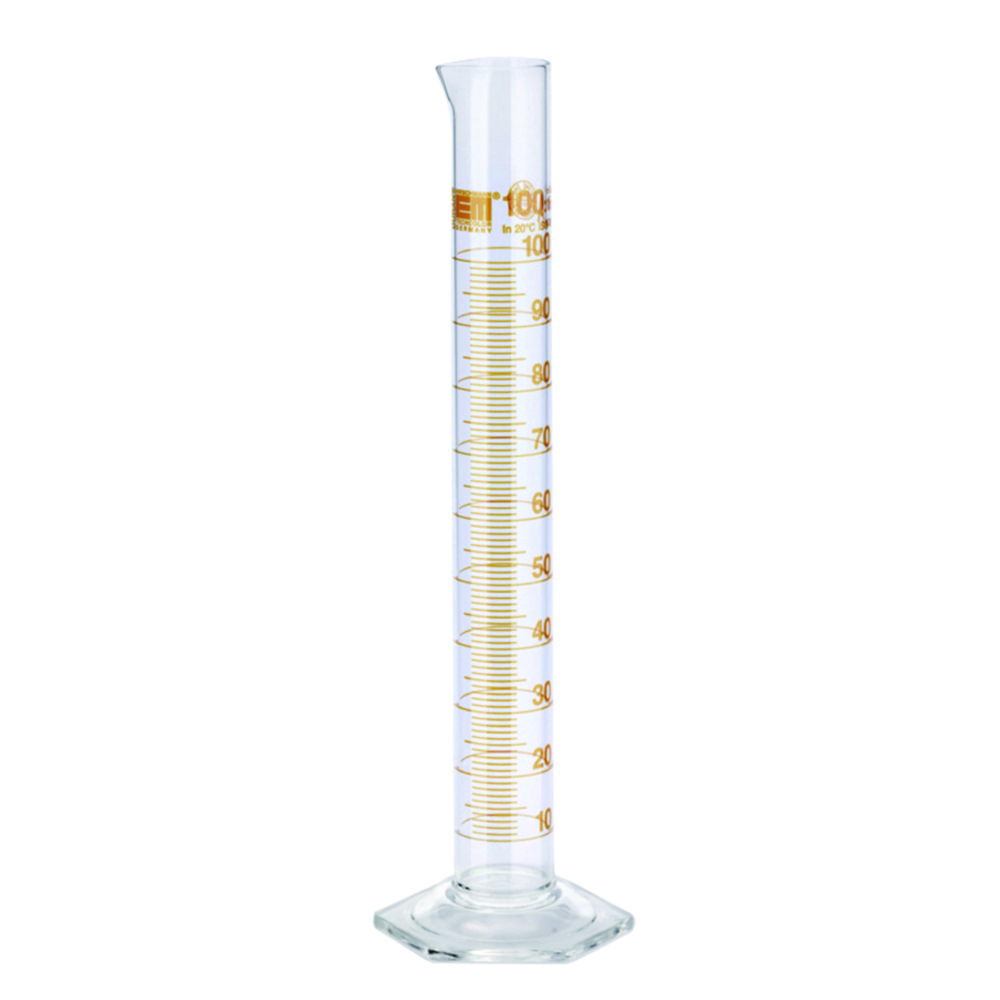 Measuring cylinders, DURAN®, tall form, class A, amber stain graduation Measuring cylinders, DURAN®, tall form, class A, amber stain graduation