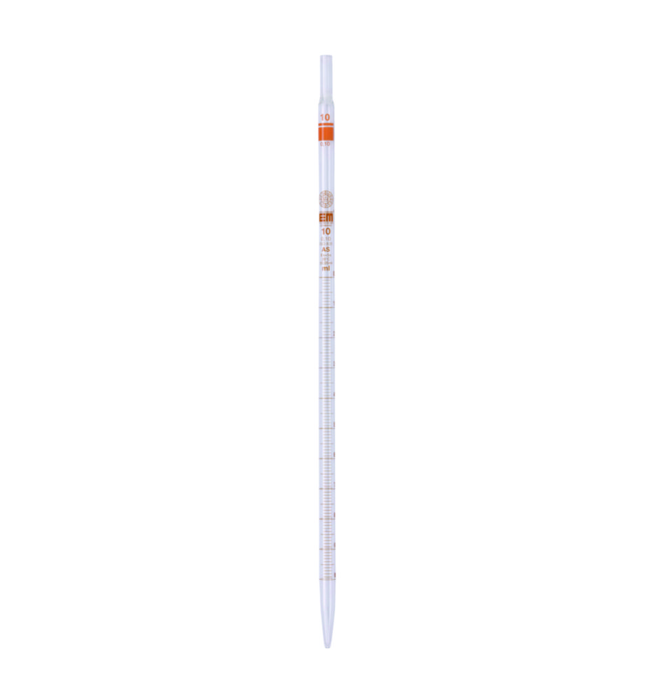 Measuring pipette, Soda-lime glass, class AS, brown graduation, type 1 Measuring pipette, Soda-lime glass, class AS, brown graduation, type 1