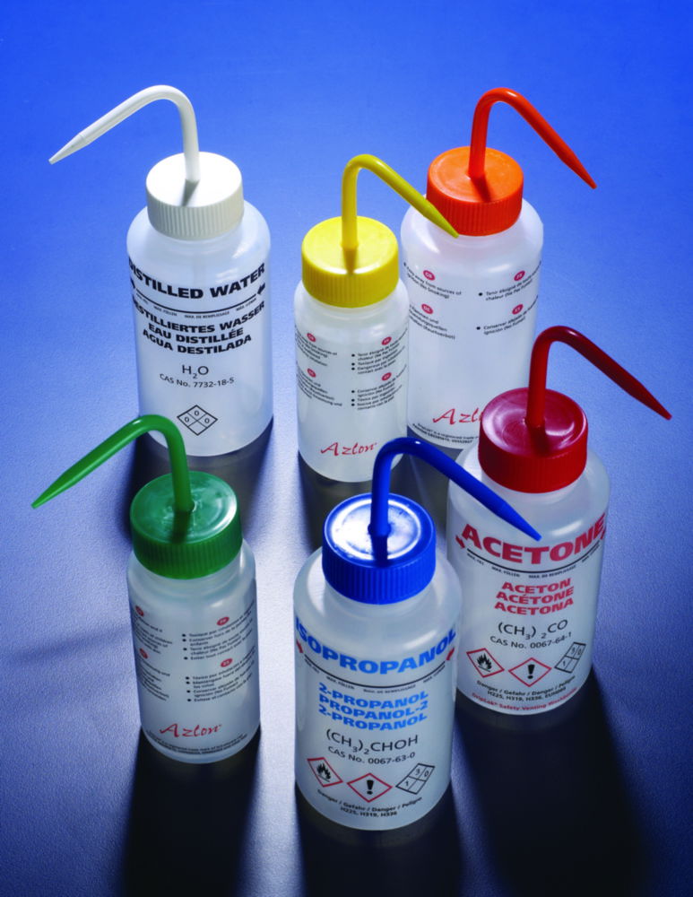 Sicherheitsspritzflaschen, mit Aufdruck, Weithals, LDPE