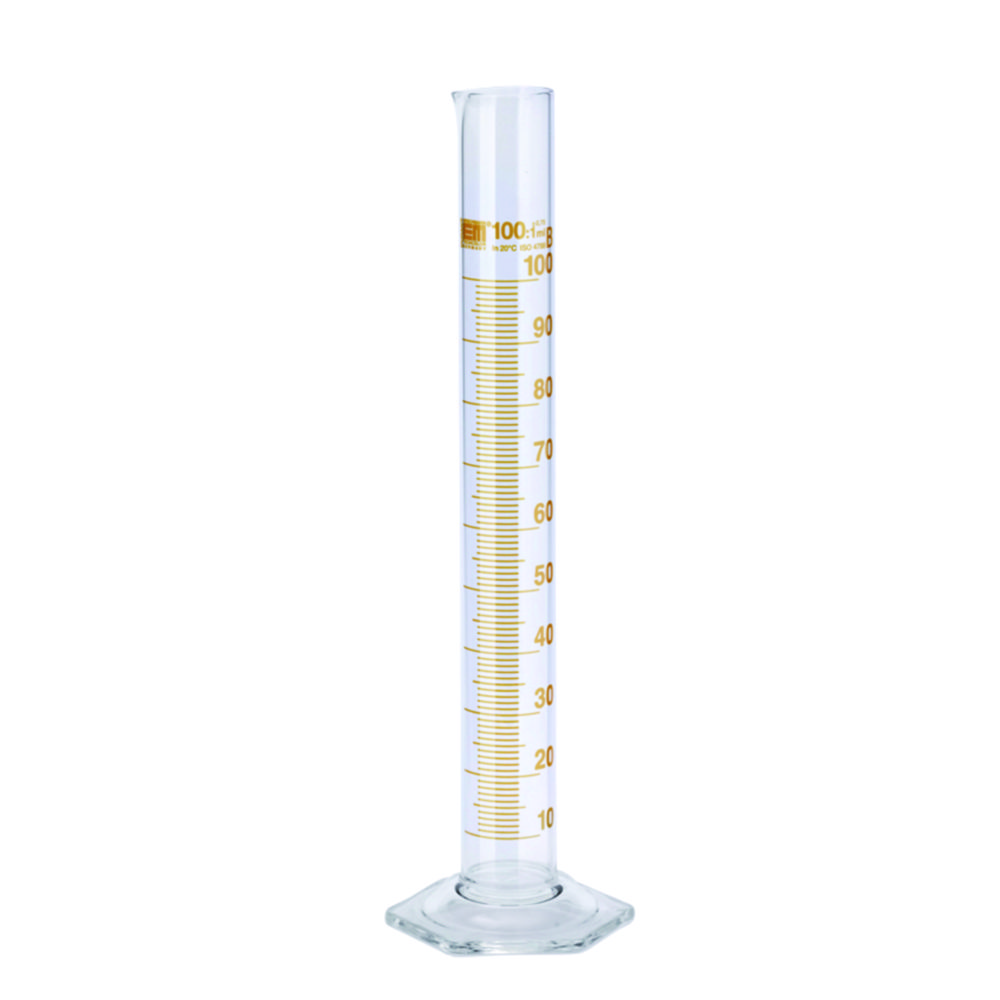 Measuring cylinders, DURAN®, tall form, class B, amber stain graduation Measuring cylinders, DURAN®, tall form, class B, amber stain graduation