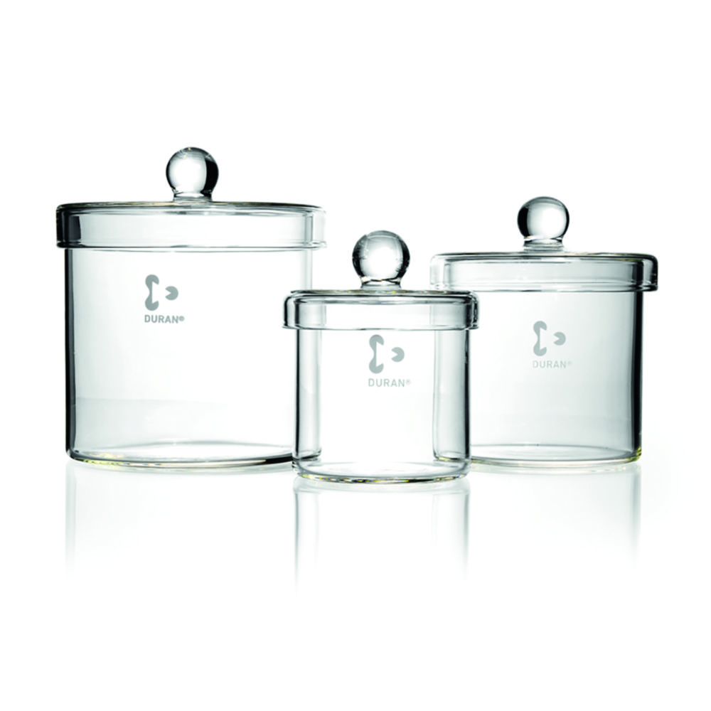 Glass cylinders with knob lid, DURAN® Glass cylinders with knob lid, DURAN®