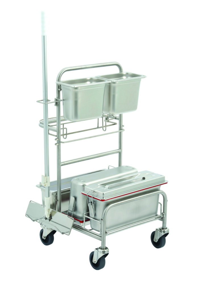 Cleaning trolleys Clino® CR4 EM-GMP, stainless steel Cleaning trolleys Clino® CR4 EM-GMP, stainless steel