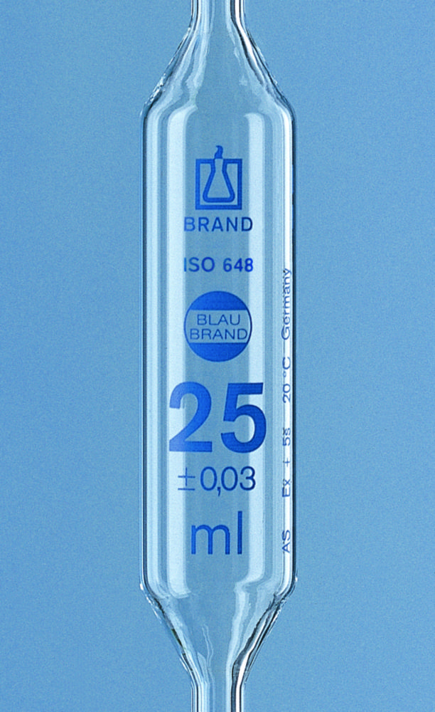 Vollpipetten, AR-GLAS®, Klasse AS, 2 Marken, blau graduiert, mit Einzelzertifikat