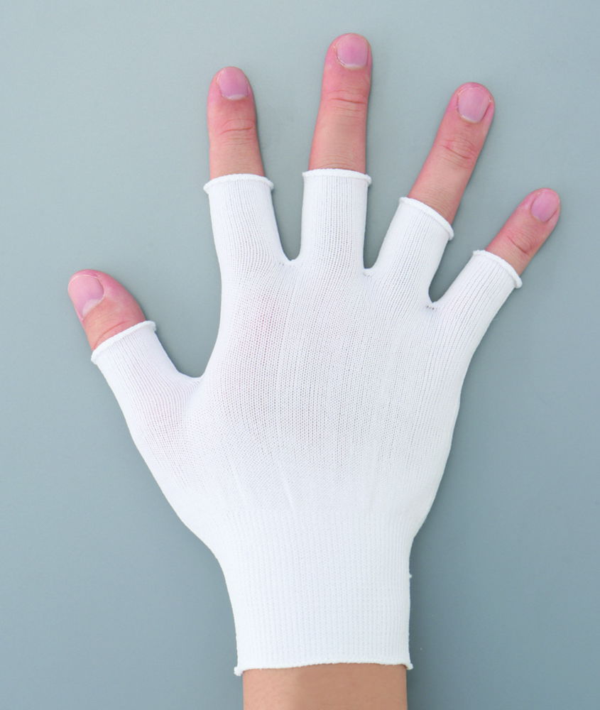 Halb-Finger-Handschuh, ASPURE, weiß, Nylon