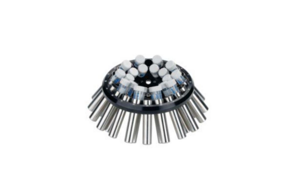 Fixed angle rotor with 30 steel sleeves F-35-30-17 for centrifuges 5702/5702 R/5702 RH, incl. 20 adapters for conical tubes and 30 rubber mats Fixed angle rotor with 30 steel sleeves F-35-30-17 for centrifuges 5702/5702 R/5702 RH, incl. 20 adapters for conical tubes and 30 rubber mats