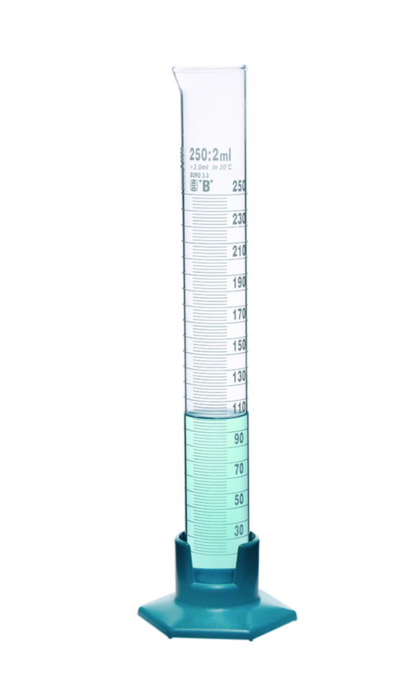 Measuring cylinders, Borosilicate glass 3.3, tall form, class B, white graduation Measuring cylinders, Borosilicate glass 3.3, tall form, class B, white graduation