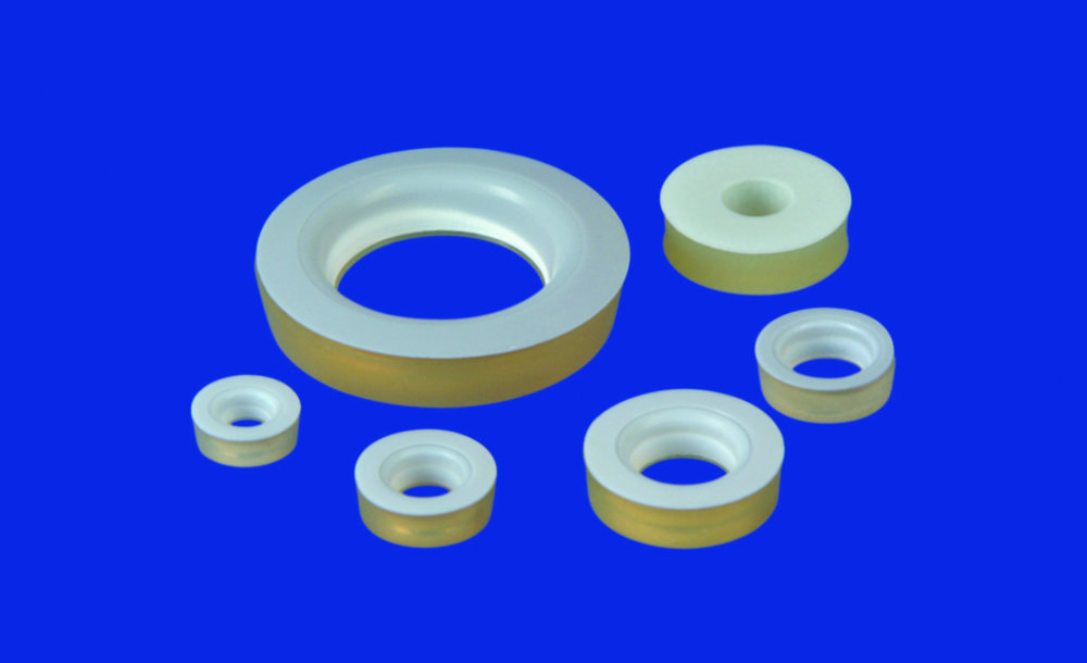 Silicone rubber seals, with PTFE washers, silicone rubber (VMQ) Silicone rubber seals, with PTFE washers, silicone rubber (VMQ)