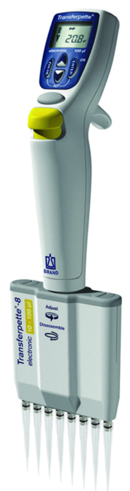 Multichannel microliter pipettes Transferpette®-8 / -12 electronic, variable, with device stand Multichannel microliter pipettes Transferpette®-8 / -12 electronic, variable, with device stand