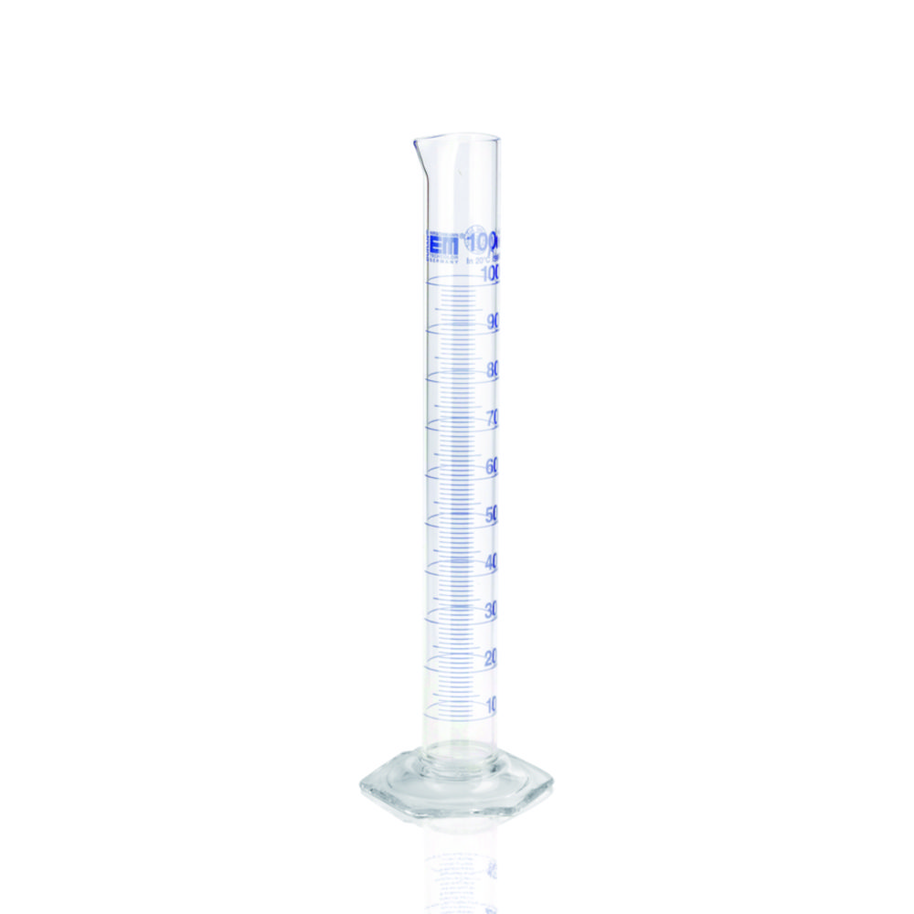 Measuring Cylinder, DURAN®, class A, Blue Graduation, USP Measuring Cylinder, DURAN®, class A, Blue Graduation, USP