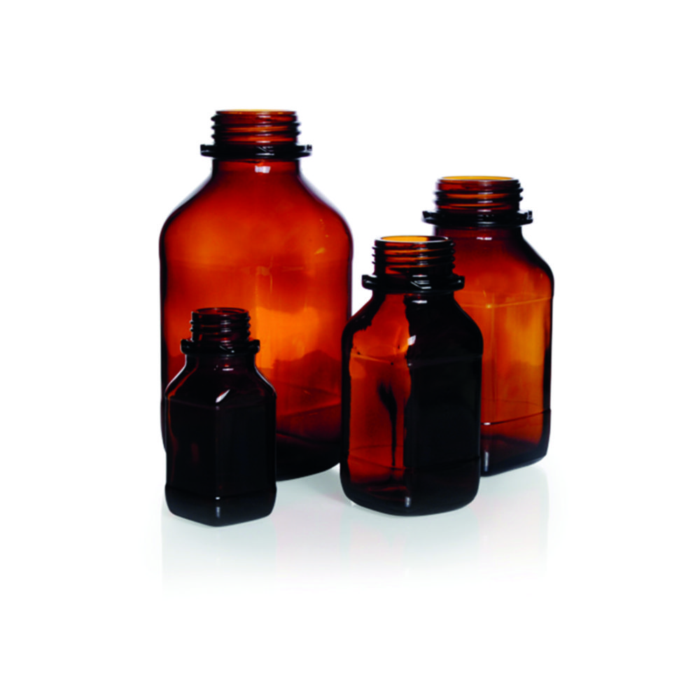 Vierkant-Schraubflaschen, Kalk-Soda-Glas, Braunglas