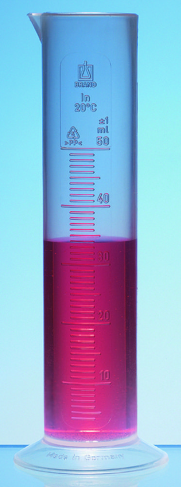Graduated cylinders, SAN, class B, embossed scale Graduated cylinders, SAN, class B, embossed scale