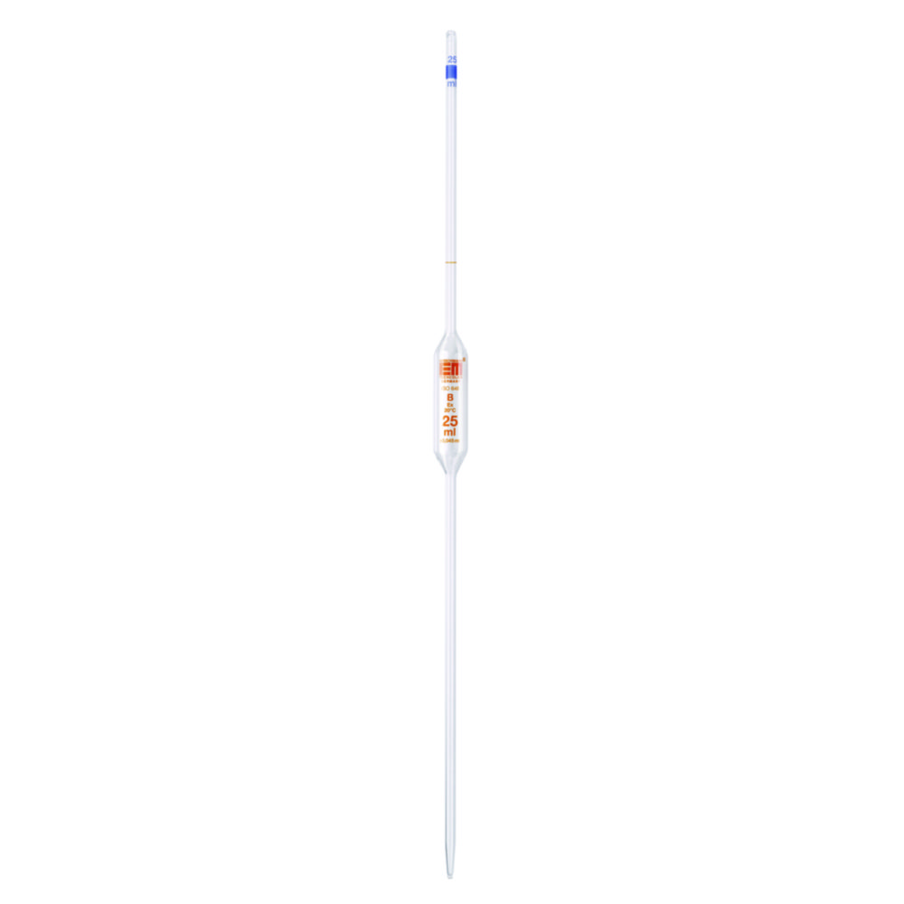 Volumetric pipettes, Soda-lime glass, 1 mark, class B, amber stain graduation Volumetric pipettes, Soda-lime glass, 1 mark, class B, amber stain graduation