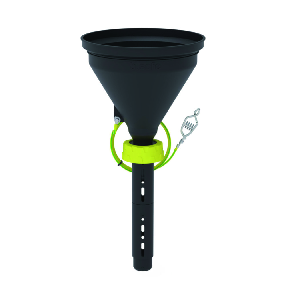 Safety funnels 180, PE-EX, electrostatic conductive, with ball valve Safety funnels 180, PE-EX, electrostatic conductive, with ball valve