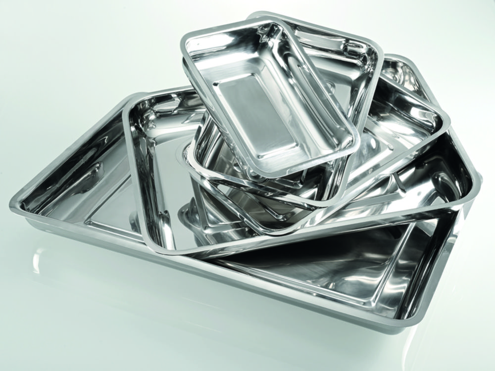 Trays, stainless steel, low form Trays, stainless steel, low form