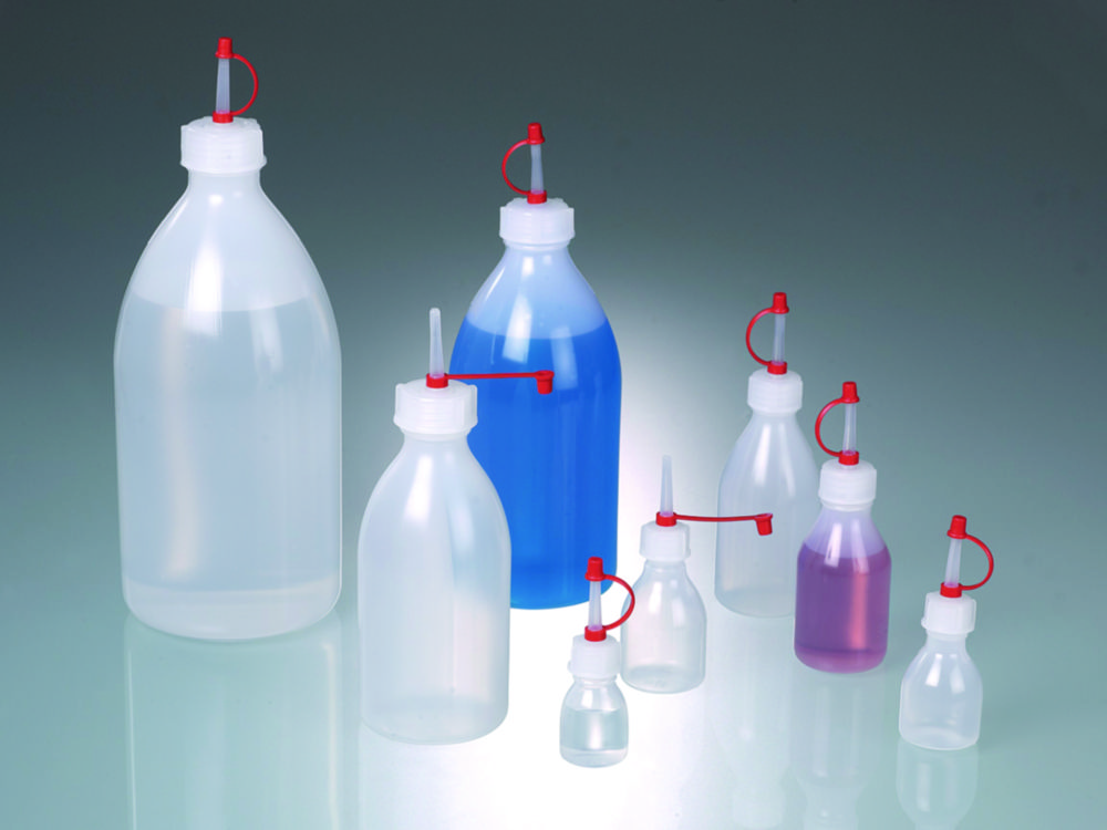 Narrow neck bottles, with dropping closure, LDPE Narrow neck bottles, with dropping closure, LDPE