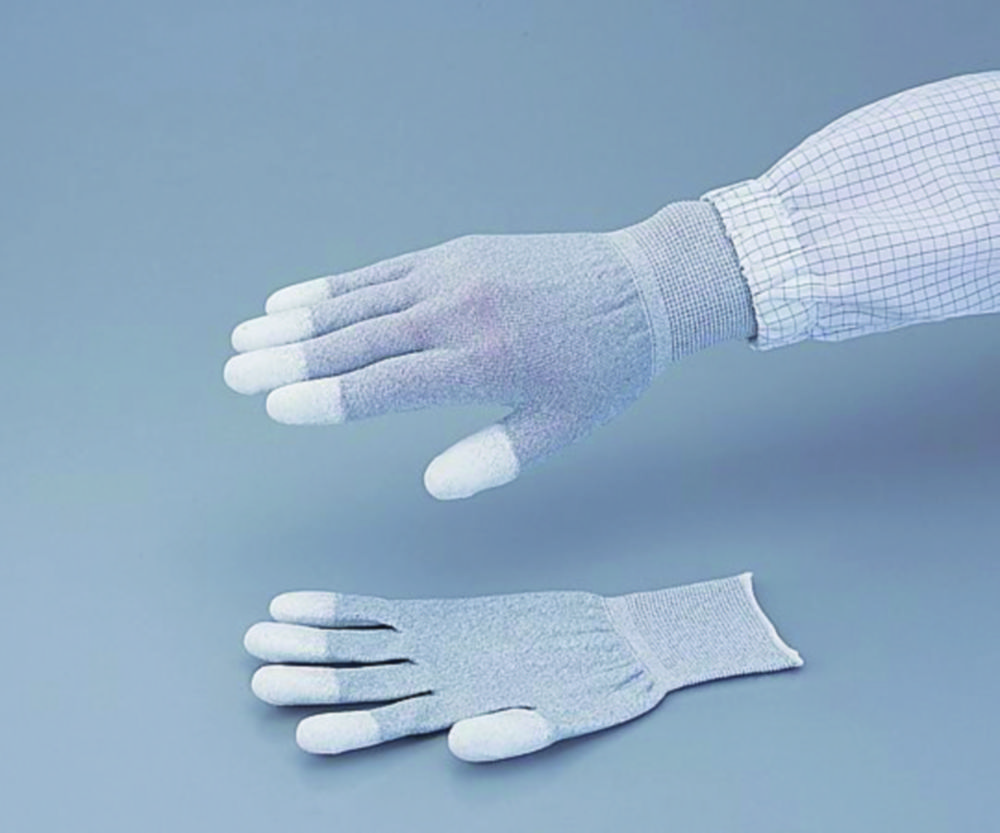 Leitfähige Handschuhe ASPURE antistatisch, grau, Nylon, beschichtete Fingerspitzen