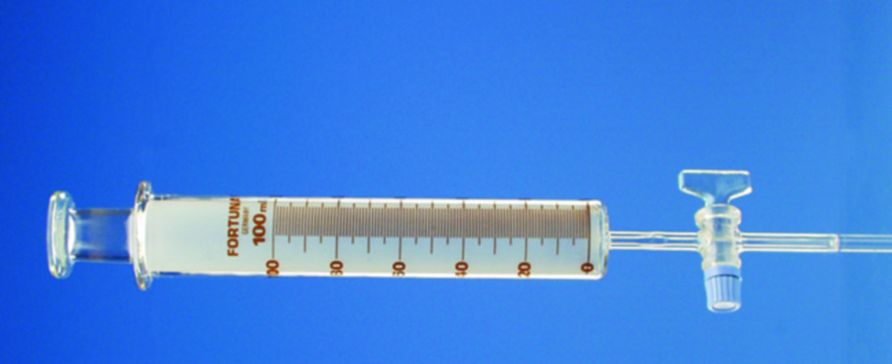 Gas syringes, FORTUNA®, soda lime glass, with capillary stopcock Gas syringes, FORTUNA®, soda lime glass, with capillary stopcock