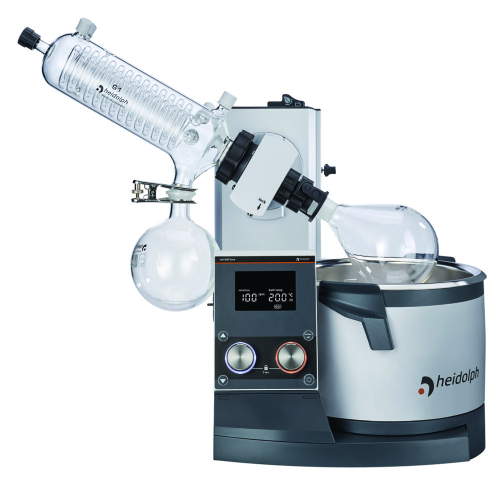 Rotary Evaporators Hei-VAP Core, with motor lift, angled condenser Rotary Evaporators Hei-VAP Core, with motor lift, angled condenser