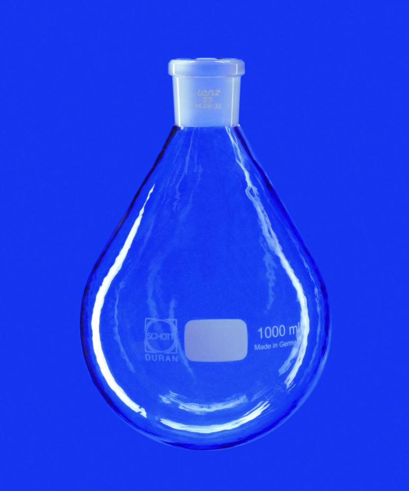 Evaporating flasks with conical ground joint, DURAN®, with PUR coating Evaporating flasks with conical ground joint, DURAN®, with PUR coating