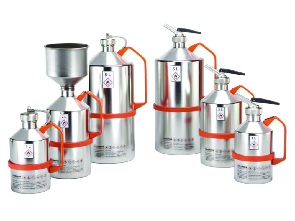 Safety cans for solvents, with screw-cap 1¼", unpolished Safety cans for solvents, with screw-cap 1¼", unpolished