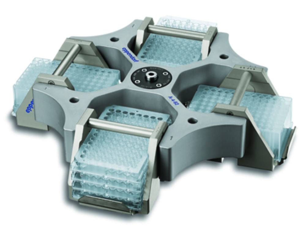Swing-out rotor A-4-62 for centrifuges 5810/5810 R, incl. 4 x microtitre plate carriers Swing-out rotor A-4-62 for centrifuges 5810/5810 R, incl. 4 x microtitre plate carriers
