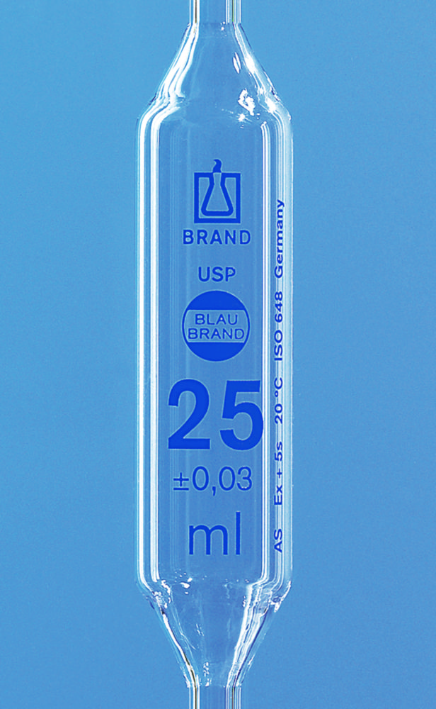 Vollpipetten, USP, AR-Glas®, Klasse AS, 1 Marke, blau graduiert