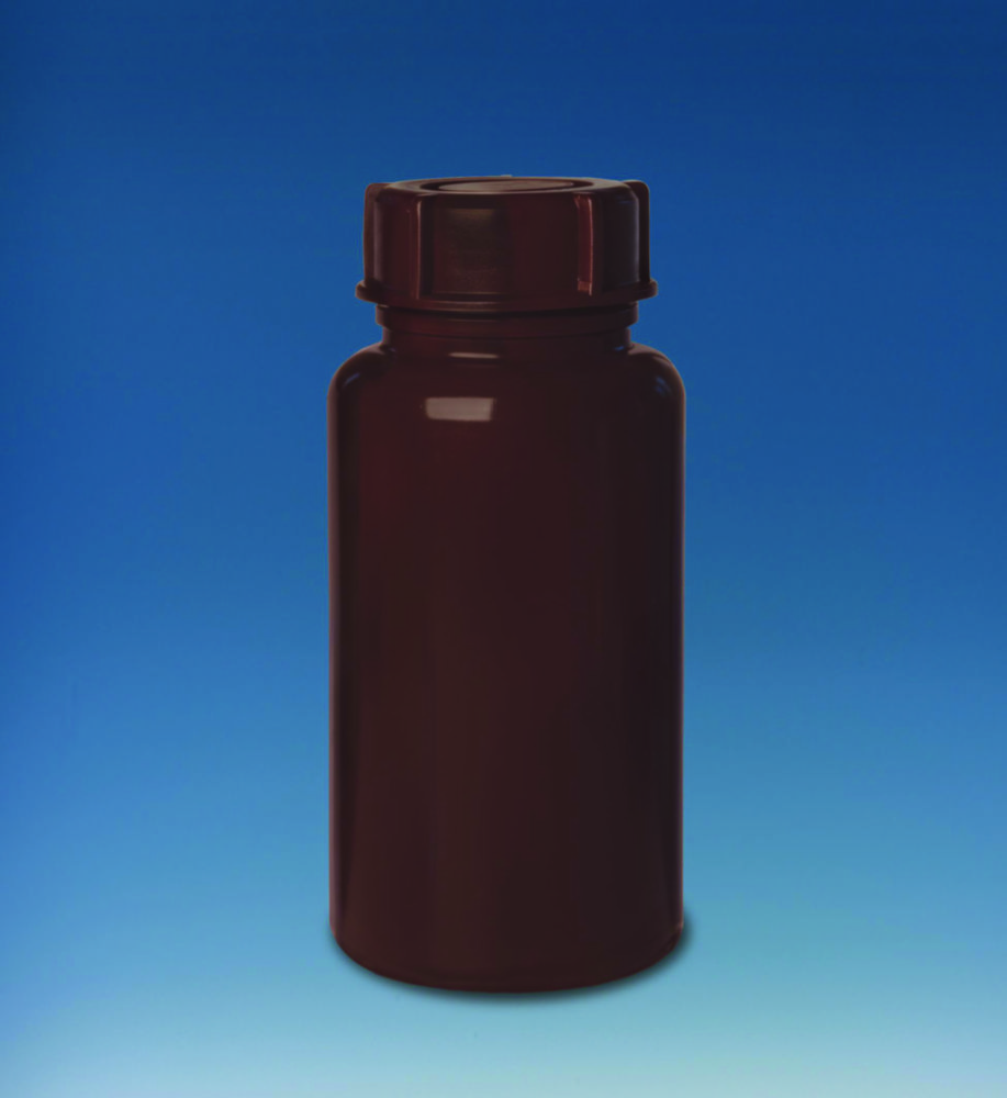 Wide-mouth bottles, with screw cap, LDPE, amber Wide-mouth bottles, with screw cap, LDPE, amber
