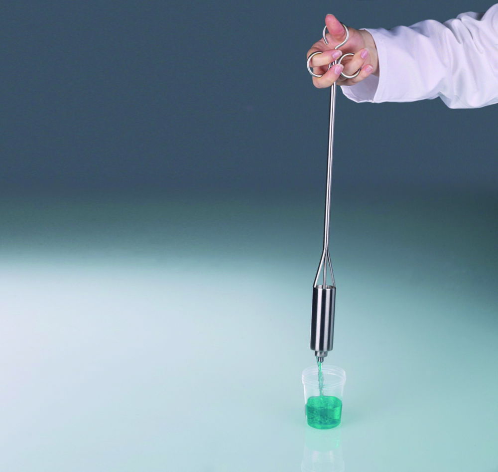 Flüssigkeits-Sammler, Einhandbedienung, Edelstahl V4A (1.4404), Daumenöffnung