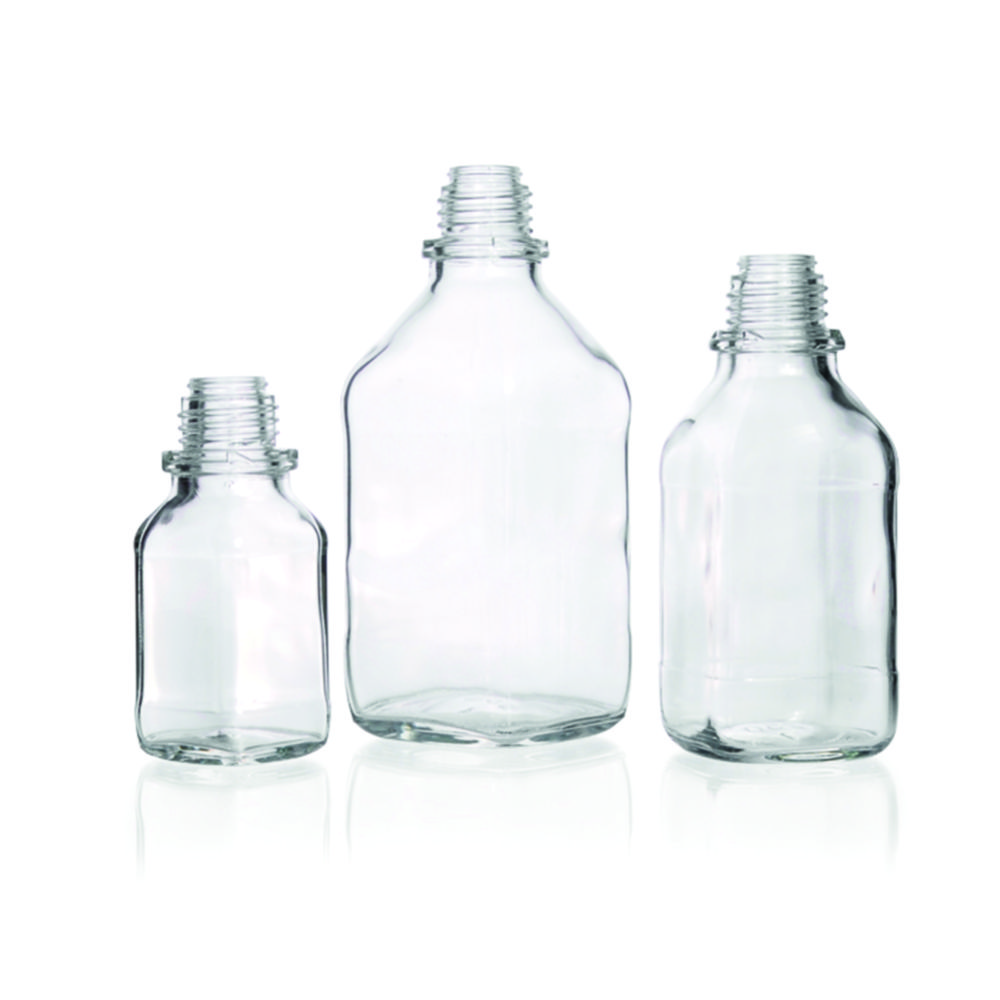 Narrow-mouth square bottles, soda-lime glass Narrow-mouth square bottles, soda-lime glass