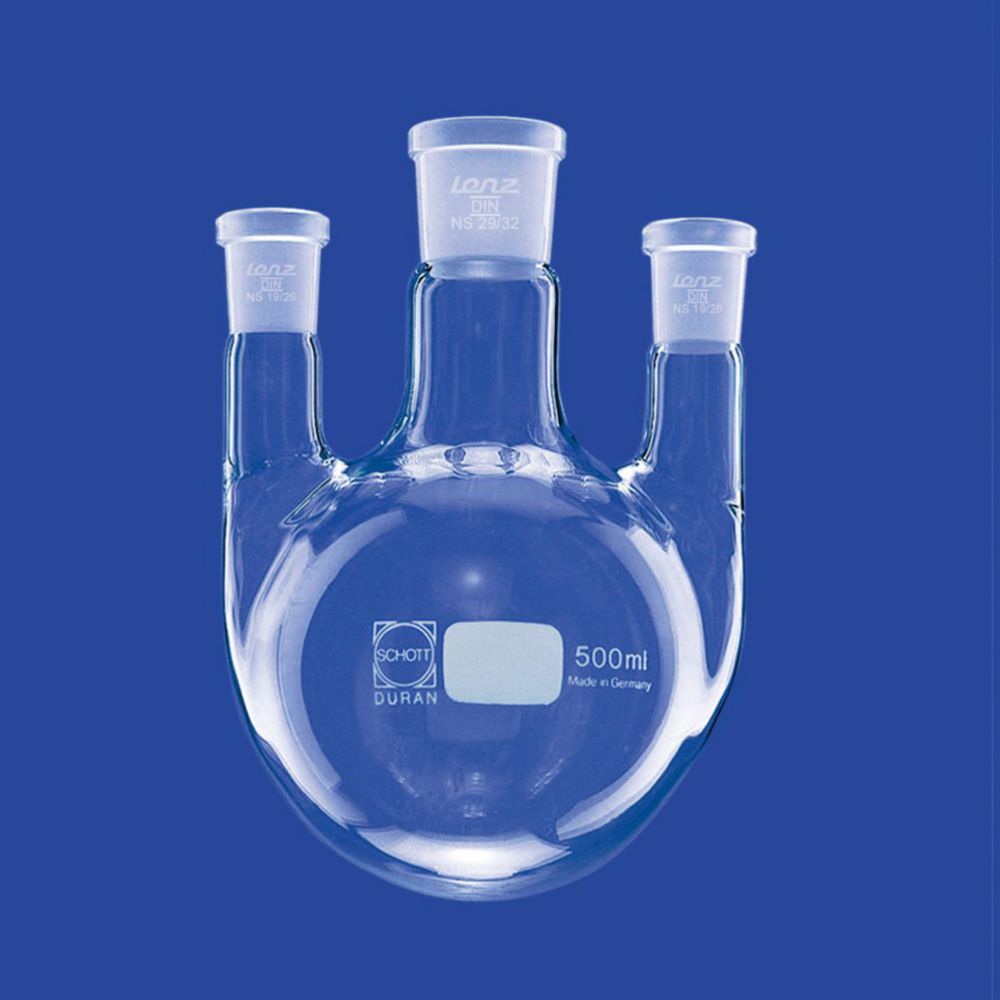 Three neck round bottom flasks, side necks parallel, DURAN®