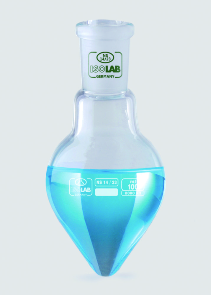 Pear shape flasks, borosilicate glass 3.3
