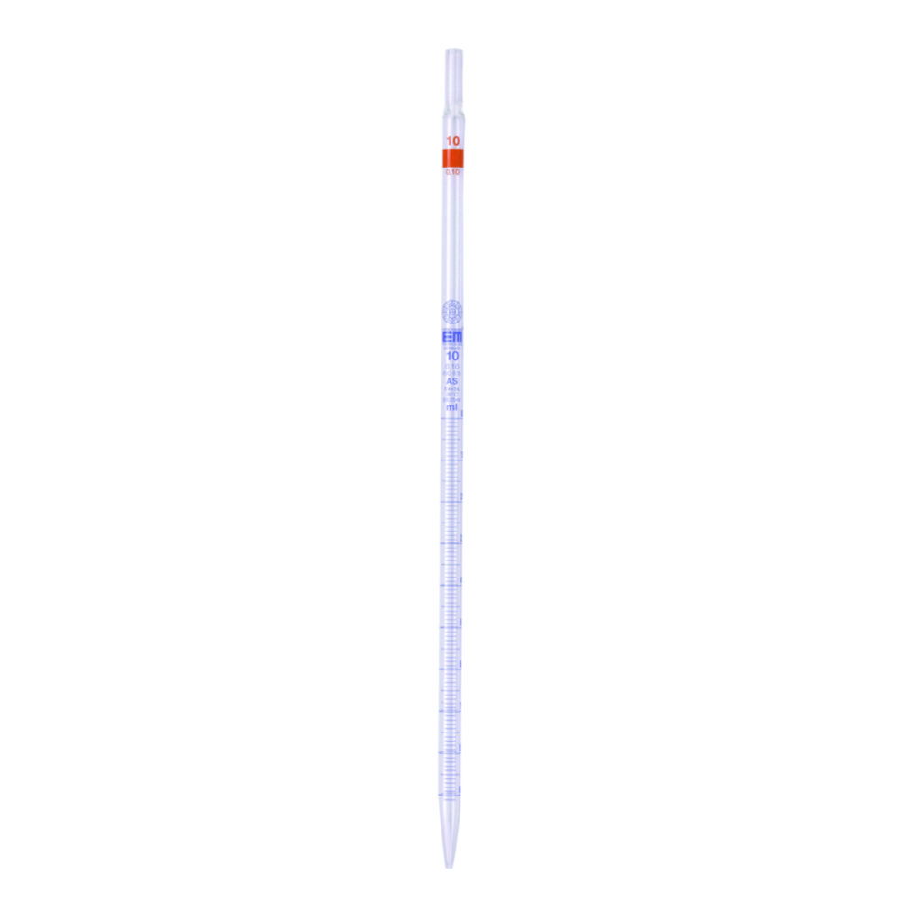 Graduated pipettes, Soda-lime glass, class AS, blue graduation, type 3 Graduated pipettes, Soda-lime glass, class AS, blue graduation, type 3