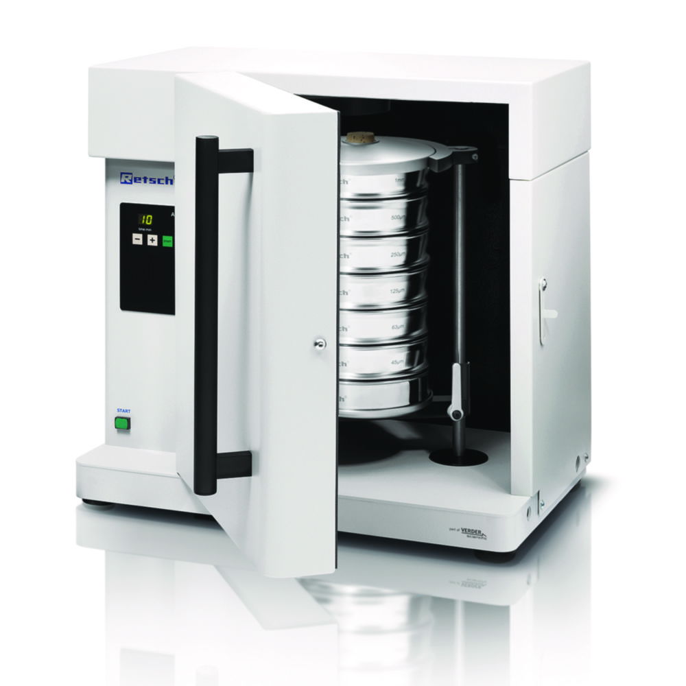 Analysensiebmaschinen AS 200 tap, mit Schallschutzschrank