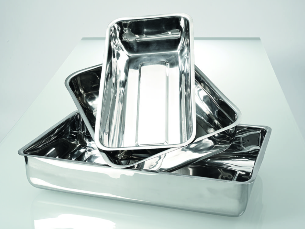 Trays, stainless steel, high form Trays, stainless steel, high form