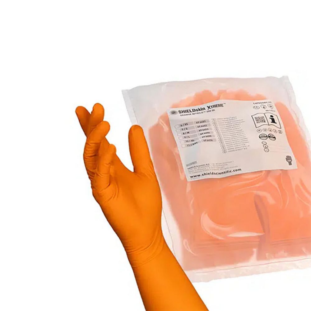Cleanroom Gloves SHIELDskin XTREME™, Sterile Orange Nitril™ 300 DI Cleanroom Gloves SHIELDskin XTREME™, Sterile Orange Nitril™ 300 DI