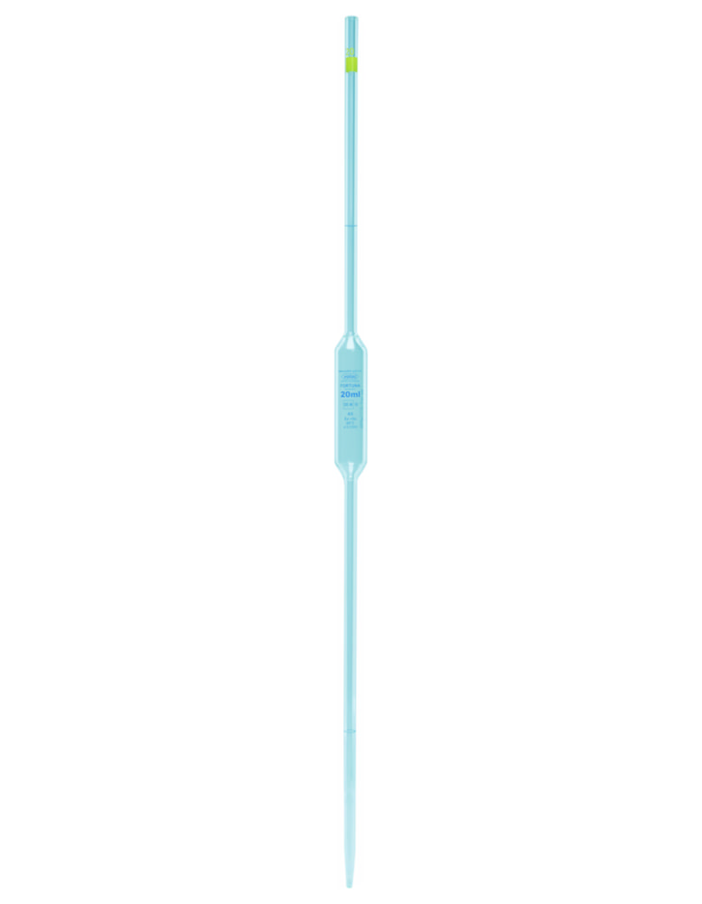 Vollpipetten Volac FORTUNA®, Kalk-Natron-Glas, Klasse AS, 2 Marken, blau graduiert