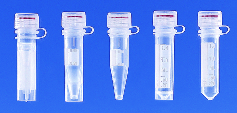 Micro tubes, PP, with attached screw cap, PE, with silicone seal Micro tubes, PP, with attached screw cap, PE, with silicone seal
