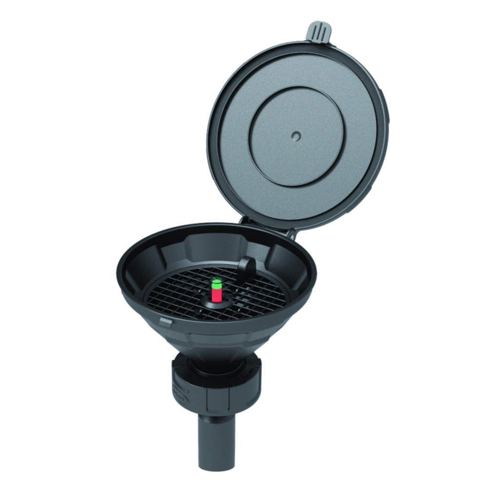 Sicherheitstrichter mit Füllstandskontrolle, HDPE, elektrisch ableitfähig, Schwimmer 150 mm