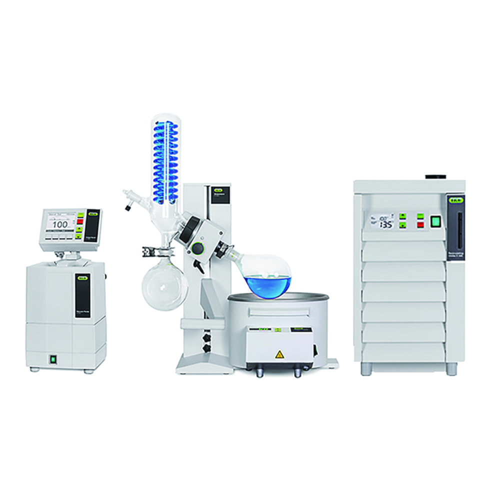 Configuración del sistema Rotavapor® R-100 con dispensador de agua fria recirculante F-105