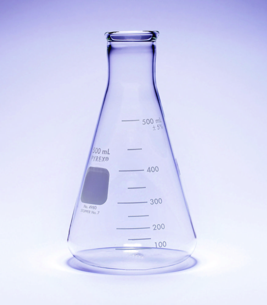 Erlenmeyer flasks, PYREX®, narrow neck, reinforced rim Erlenmeyer flasks, PYREX®, narrow neck, reinforced rim