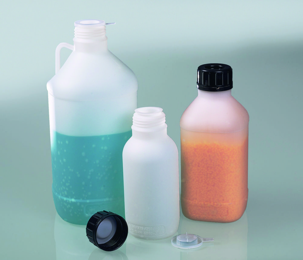 Bottles with screw cap, HDPE, with UN approval Bottles with screw cap, HDPE, with UN approval