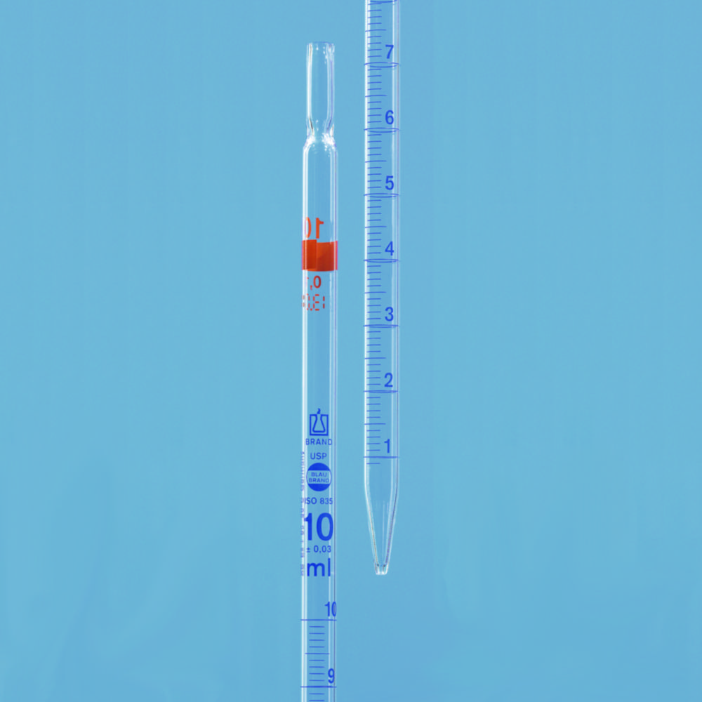 Graduated pipettes, USP, AR-glass®, class AS, blue graduation, type 2 Graduated pipettes, USP, AR-glass®, class AS, blue graduation, type 2