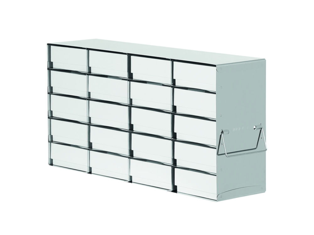 Racks for upright freezers, stainless steel, for boxes with 50 mm height Racks for upright freezers, stainless steel, for boxes with 50 mm height
