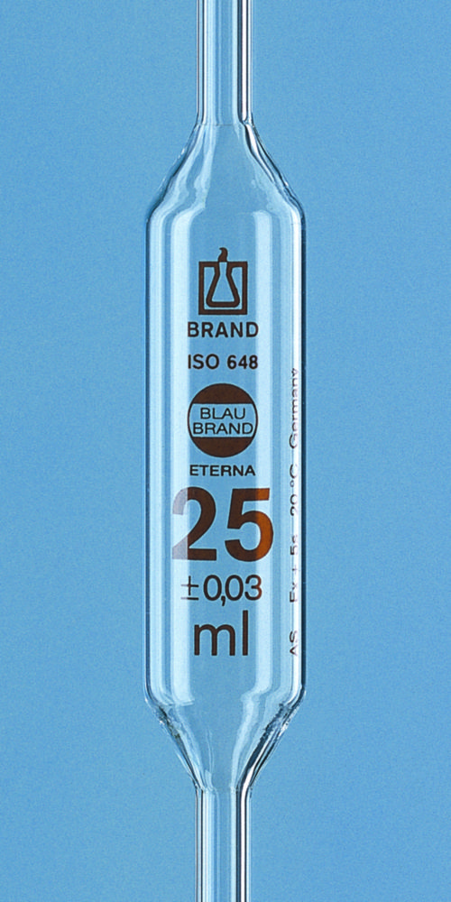 Volumetric Pipettes, AR-GLAS®, Class AS, 1 mark, Amber Graduation, with DAkkS Calibration Certificate Volumetric Pipettes, AR-GLAS®, Class AS, 1 mark, Amber Graduation, with DAkkS Calibration Certificate