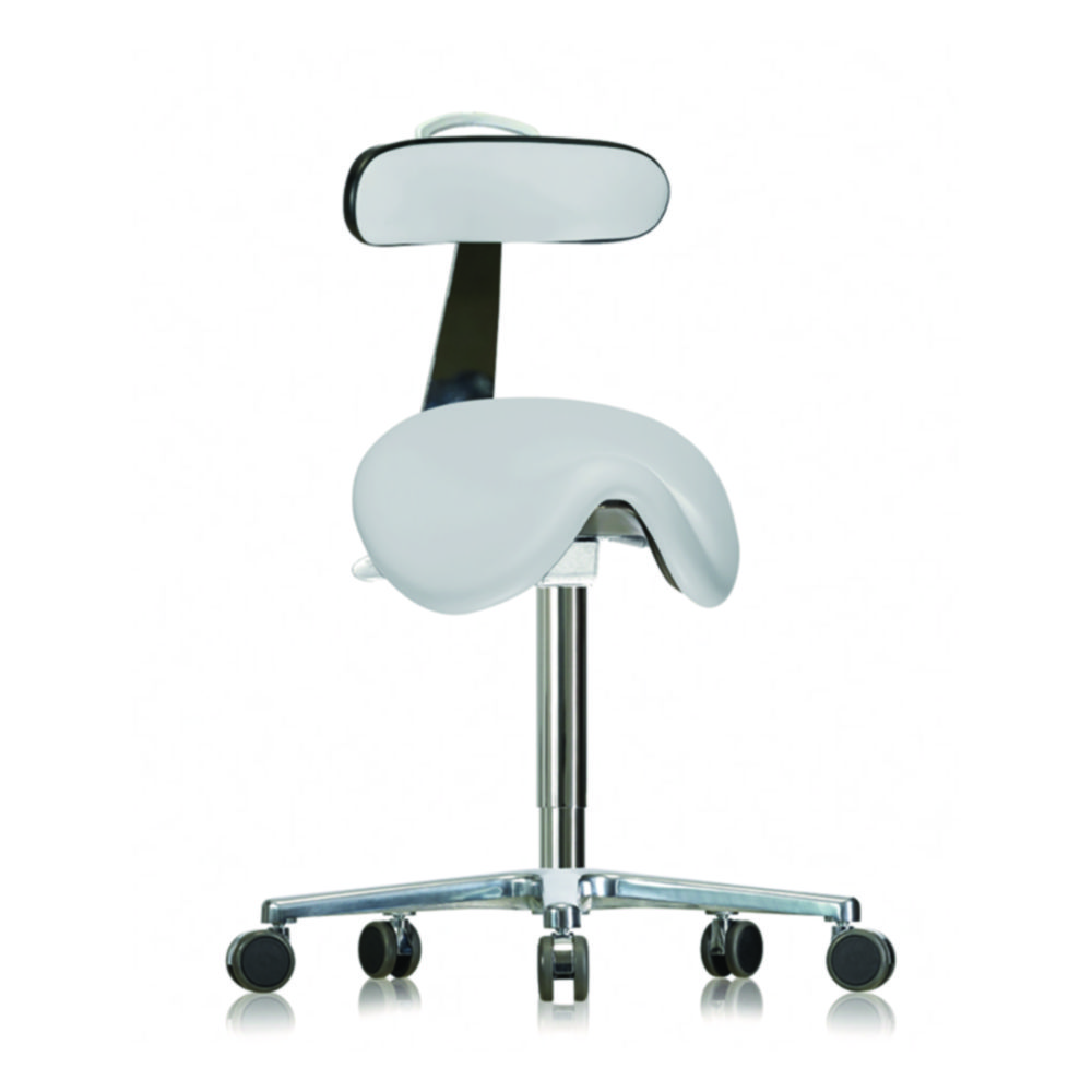 Saddle stool, GMP, with backrest Saddle stool, GMP, with backrest
