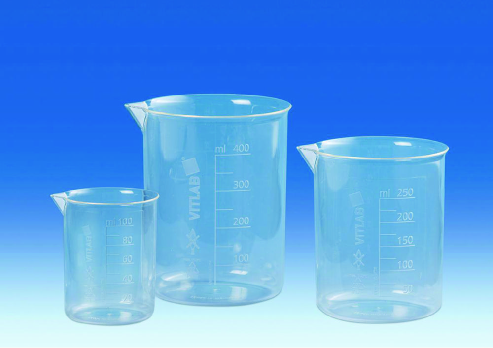 Griffin beakers, PMP, with embossed scale Griffin beakers, PMP, with embossed scale