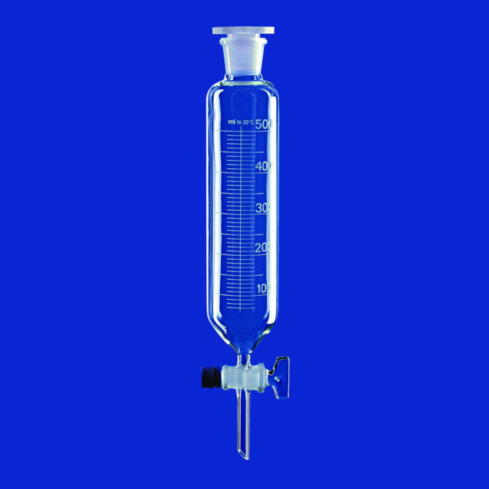 Scheidetrichter zylindrisch, mit Glasküken, Borosilikatglas 3.3