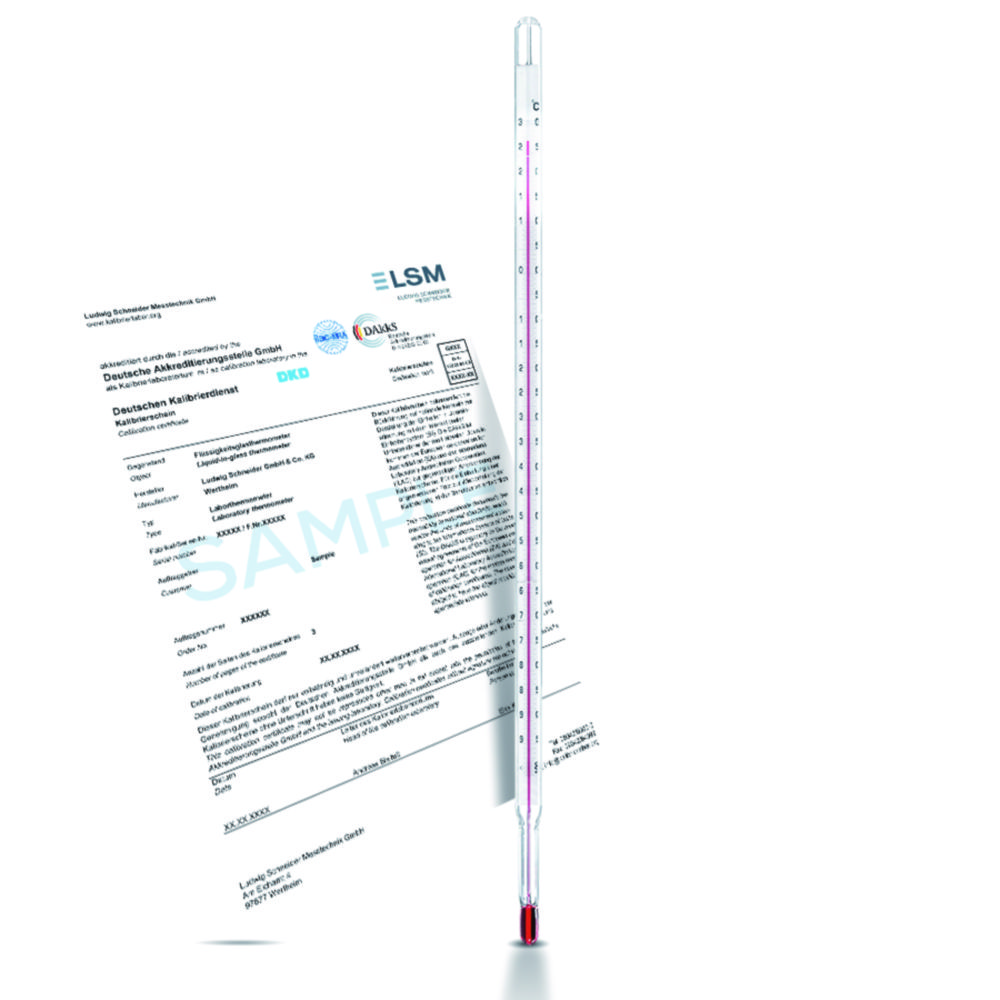 Precision thermometer, calibrated, enclosed form