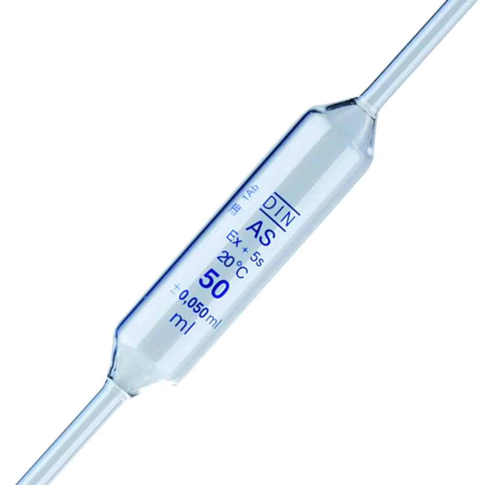 LLG-Volumetric pipettes, soda glass, class AS, 1 mark, blue graduated LLG-Volumetric pipettes, soda glass, class AS, 1 mark, blue graduated