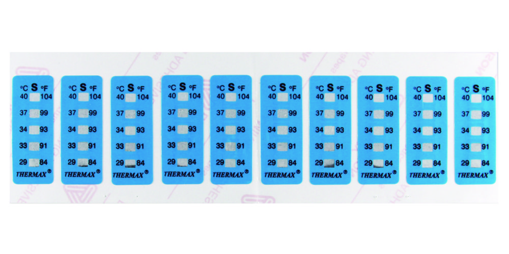 5-step irreversible temperature strips Thermax® 5-step irreversible temperature strips Thermax®